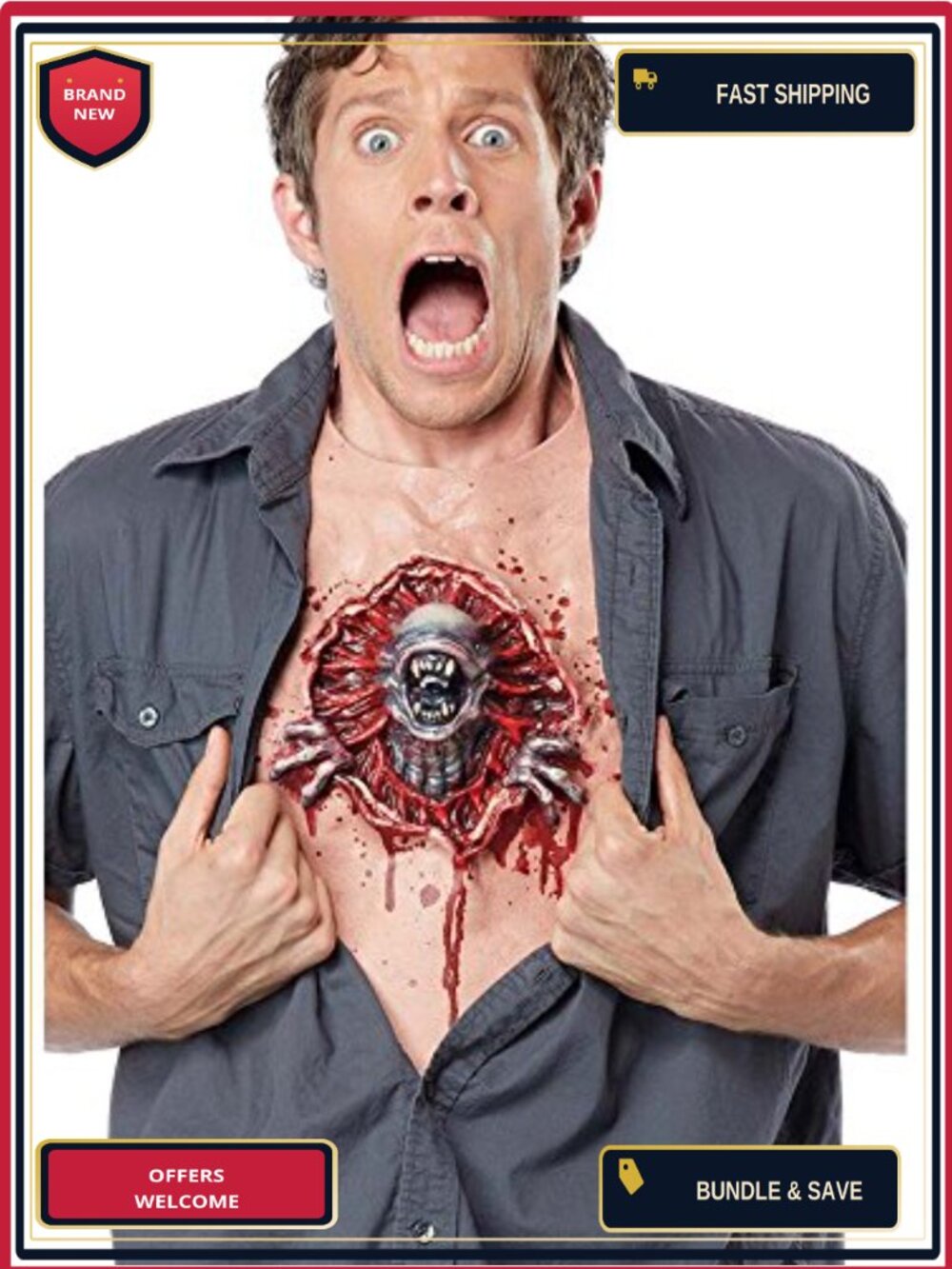 Parasite Chest Vinyl Costume Accessory with Creature Gore Detail